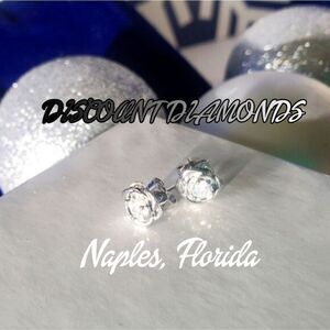 18k White Gold Over Silver 1/3 Ct. Clear White Sapphire 8.8mm Flower Earrings